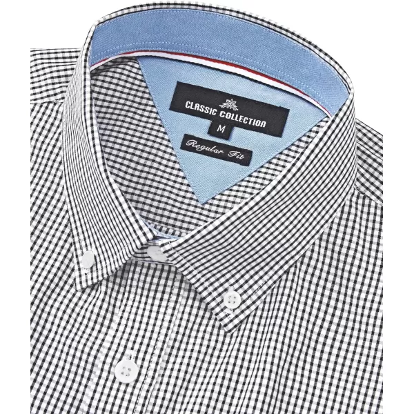 Alimens &amp; Gentle Men's Plaid Button Down Shirts Cotton Long Sleeve Dress Shirts Regular Fit Gingham Shirts