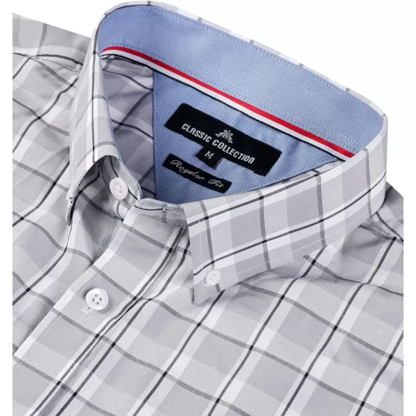 Alimens &amp; Gentle Men's Plaid Button Down Shirts Cotton Long Sleeve Dress Shirts Regular Fit Gingham Shirts
