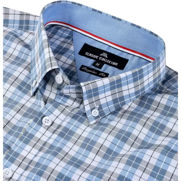 Alimens &amp; Gentle Men's Plaid Button Down Shirts Cotton Long Sleeve Dress Shirts Regular Fit Gingham Shirts