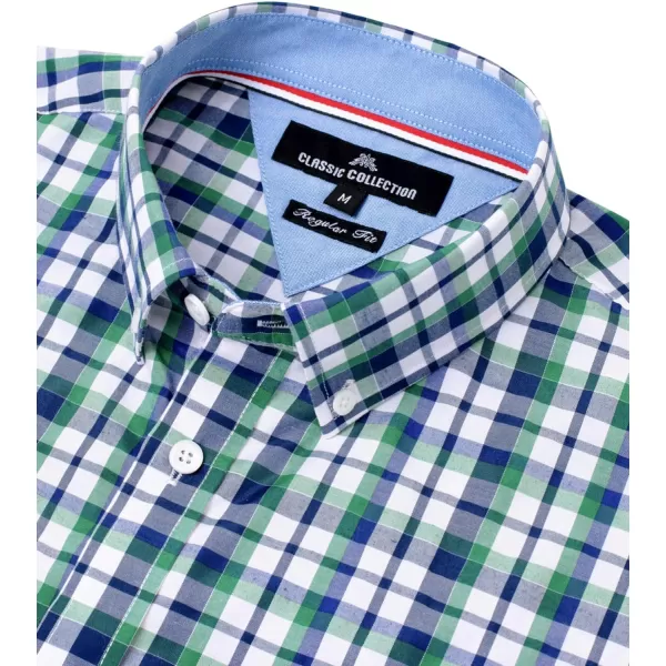 Alimens &amp; Gentle Men's Plaid Button Down Shirts Cotton Long Sleeve Dress Shirts Regular Fit Gingham Shirts