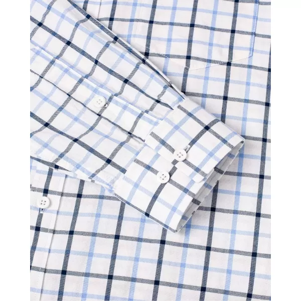 Alimens &amp; Gentle Men's Plaid Button Down Shirts Cotton Long Sleeve Dress Shirts Regular Fit Gingham Shirts