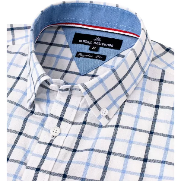 Alimens &amp; Gentle Men's Plaid Button Down Shirts Cotton Long Sleeve Dress Shirts Regular Fit Gingham Shirts