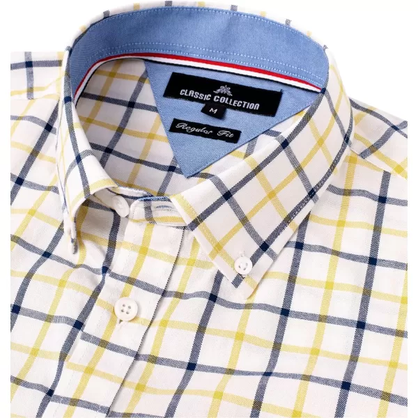 Alimens &amp; Gentle Men's Plaid Button Down Shirts Cotton Long Sleeve Dress Shirts Regular Fit Gingham Shirts
