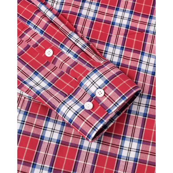 Alimens &amp; Gentle Men's Plaid Button Down Shirts Cotton Long Sleeve Dress Shirts Regular Fit Gingham Shirts