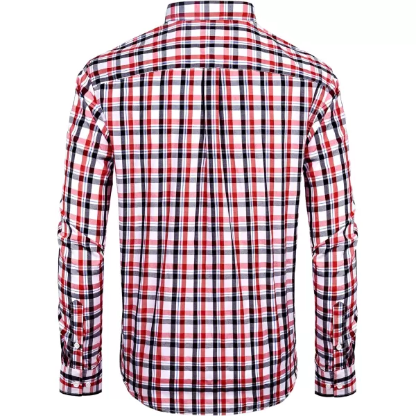 Alimens &amp; Gentle Men's Plaid Button Down Shirts Cotton Long Sleeve Dress Shirts Regular Fit Gingham Shirts
