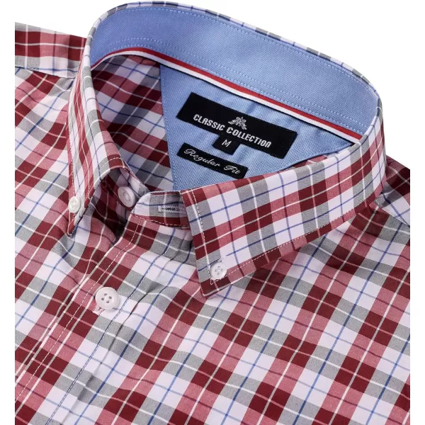 Alimens &amp; Gentle Men's Plaid Button Down Shirts Cotton Long Sleeve Dress Shirts Regular Fit Gingham Shirts