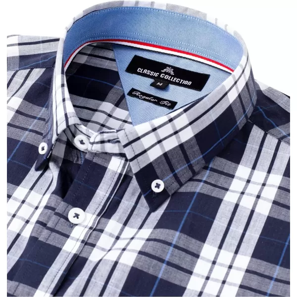Alimens &amp; Gentle Men's Plaid Button Down Shirts Cotton Long Sleeve Dress Shirts Regular Fit Gingham Shirts