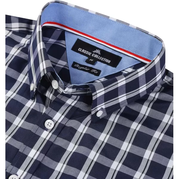 Alimens &amp; Gentle Men's Plaid Button Down Shirts Cotton Long Sleeve Dress Shirts Regular Fit Gingham Shirts