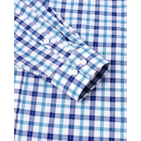 Alimens &amp; Gentle Men's Plaid Button Down Shirts Cotton Long Sleeve Dress Shirts Regular Fit Gingham Shirts