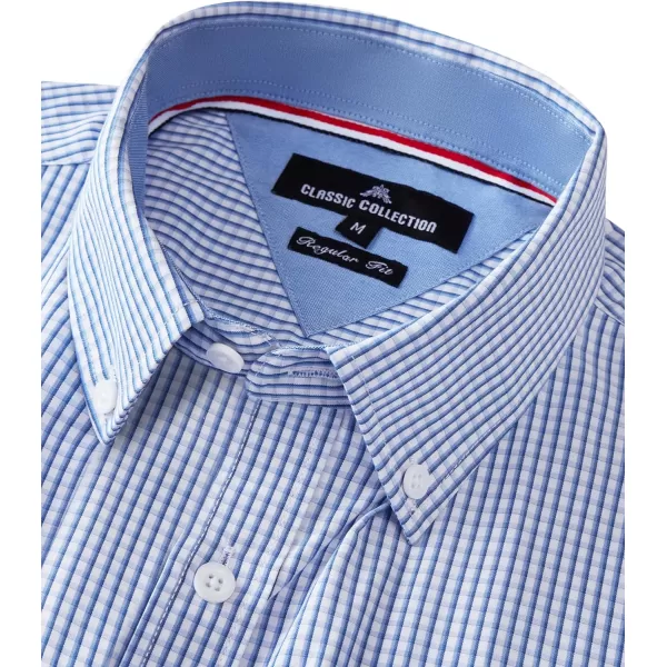 Alimens &amp; Gentle Men's Plaid Button Down Shirts Cotton Long Sleeve Dress Shirts Regular Fit Gingham Shirts