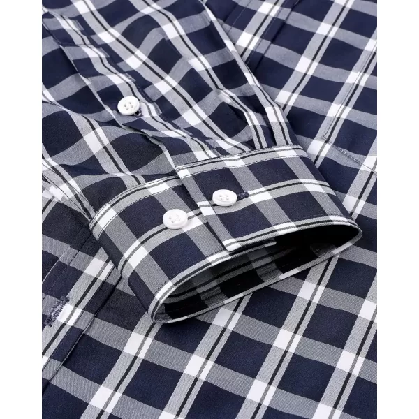 Alimens &amp; Gentle Men's Plaid Button Down Shirts Cotton Long Sleeve Dress Shirts Regular Fit Gingham Shirts