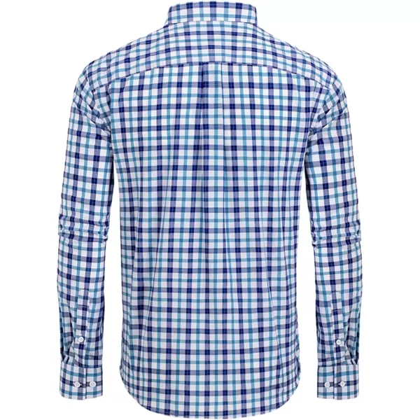 Alimens &amp; Gentle Men's Plaid Button Down Shirts Cotton Long Sleeve Dress Shirts Regular Fit Gingham Shirts