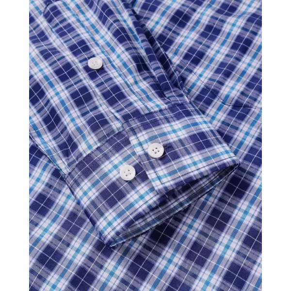 Alimens &amp; Gentle Men's Plaid Button Down Shirts Cotton Long Sleeve Dress Shirts Regular Fit Gingham Shirts