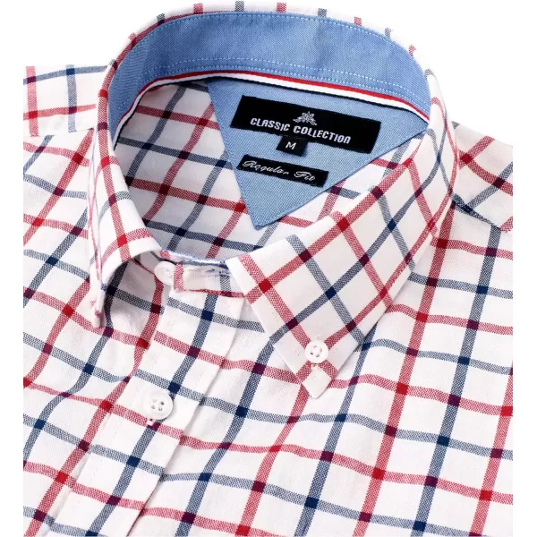 Alimens &amp; Gentle Men's Plaid Button Down Shirts Cotton Long Sleeve Dress Shirts Regular Fit Gingham Shirts