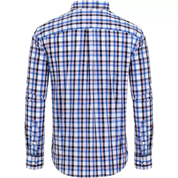 Alimens &amp; Gentle Men's Plaid Button Down Shirts Cotton Long Sleeve Dress Shirts Regular Fit Gingham Shirts