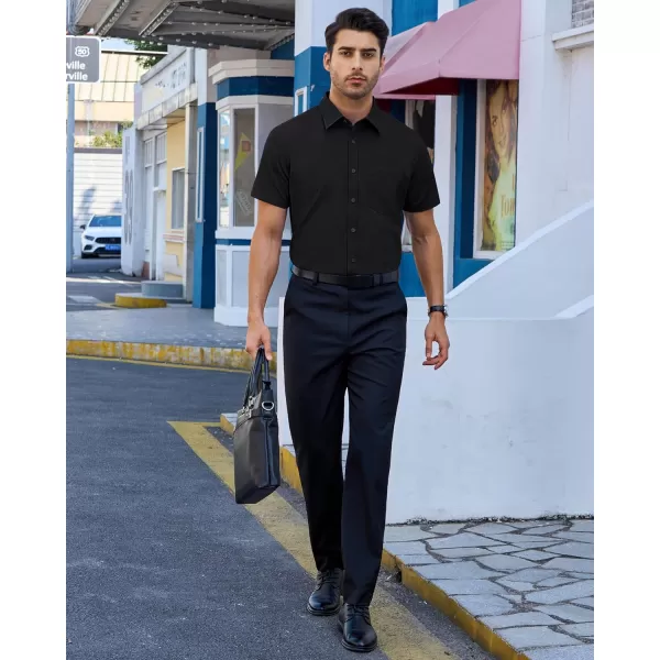 Alimens &amp; Gentle Mens Short Sleeve Dress Shirts Regular Fit Cotton Stretch Wrinkle-Resistant Button Down Shirts
