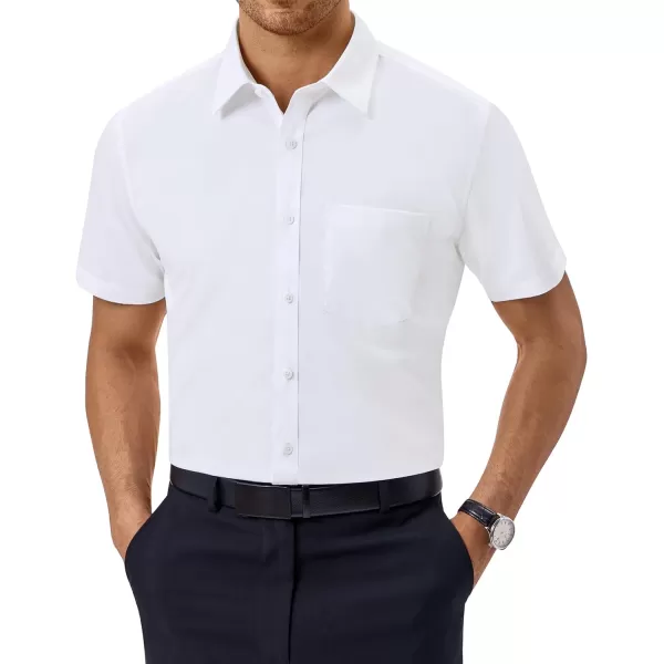 Alimens &amp; Gentle Mens Short Sleeve Dress Shirts Regular Fit Cotton Stretch Wrinkle-Resistant Button Down Shirts