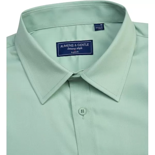 Alimens &amp; Gentle Mens Short Sleeve Dress Shirts Regular Fit Cotton Stretch Wrinkle-Resistant Button Down Shirts
