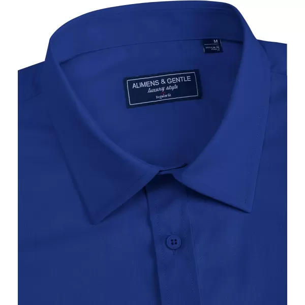 Alimens &amp; Gentle Mens Short Sleeve Dress Shirts Regular Fit Cotton Stretch Wrinkle-Resistant Button Down Shirts