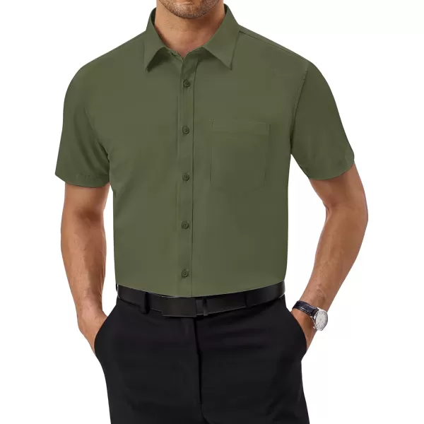 Alimens &amp; Gentle Mens Short Sleeve Dress Shirts Regular Fit Cotton Stretch Wrinkle-Resistant Button Down Shirts