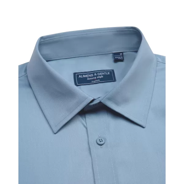 Alimens &amp; Gentle Mens Short Sleeve Dress Shirts Regular Fit Cotton Stretch Wrinkle-Resistant Button Down Shirts