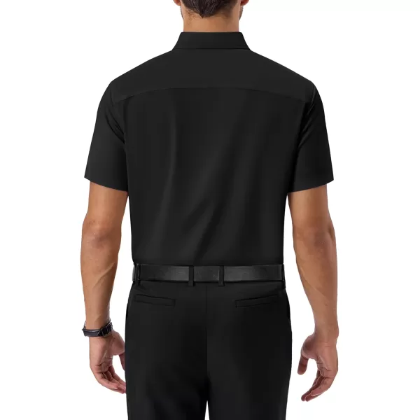 Alimens &amp; Gentle Mens Short Sleeve Dress Shirts Regular Fit Cotton Stretch Wrinkle-Resistant Button Down Shirts