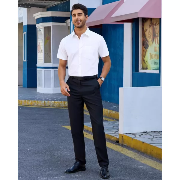 Alimens &amp; Gentle Mens Short Sleeve Dress Shirts Regular Fit Cotton Stretch Wrinkle-Resistant Button Down Shirts