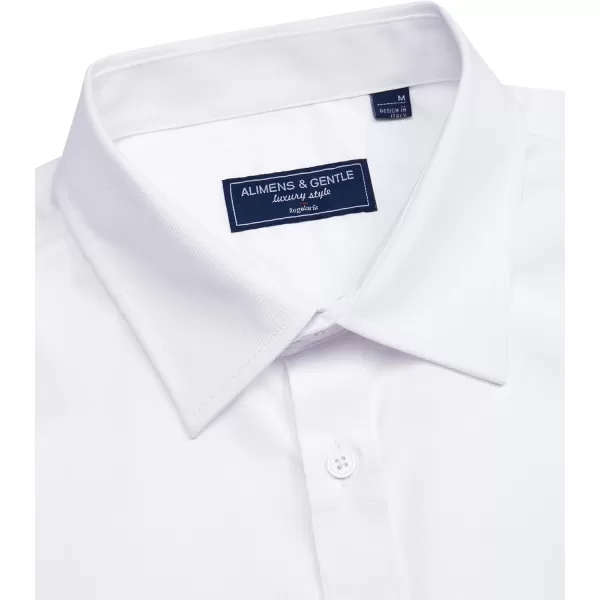 Alimens &amp; Gentle Mens Short Sleeve Dress Shirts Regular Fit Cotton Stretch Wrinkle-Resistant Button Down Shirts