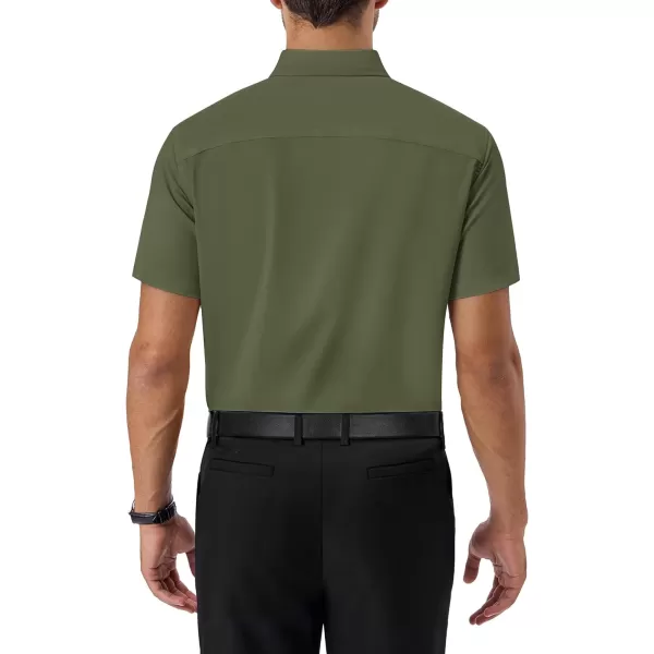 Alimens &amp; Gentle Mens Short Sleeve Dress Shirts Regular Fit Cotton Stretch Wrinkle-Resistant Button Down Shirts