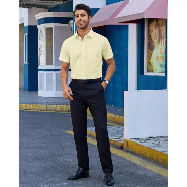 Alimens &amp; Gentle Mens Short Sleeve Dress Shirts Regular Fit Cotton Stretch Wrinkle-Resistant Button Down Shirts