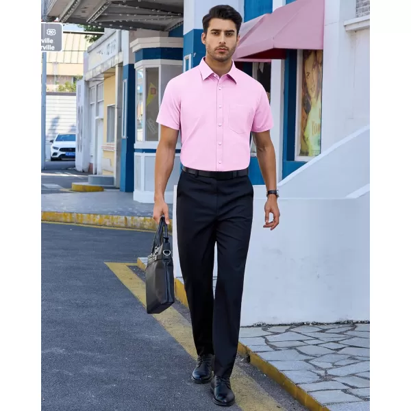 Alimens &amp; Gentle Mens Short Sleeve Dress Shirts Regular Fit Cotton Stretch Wrinkle-Resistant Button Down Shirts