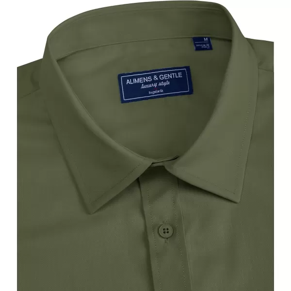 Alimens &amp; Gentle Mens Short Sleeve Dress Shirts Regular Fit Cotton Stretch Wrinkle-Resistant Button Down Shirts