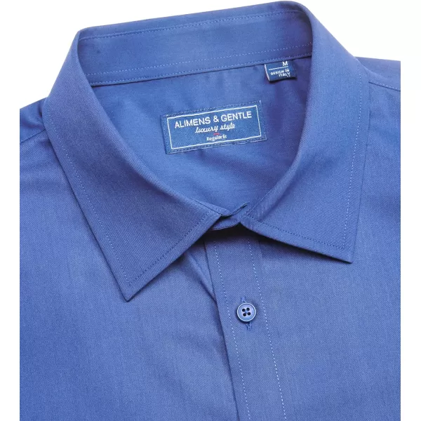 Alimens &amp; Gentle Mens Short Sleeve Dress Shirts Regular Fit Cotton Stretch Wrinkle-Resistant Button Down Shirts