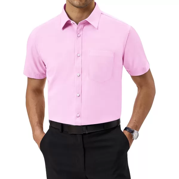 Alimens &amp; Gentle Mens Short Sleeve Dress Shirts Regular Fit Cotton Stretch Wrinkle-Resistant Button Down Shirts