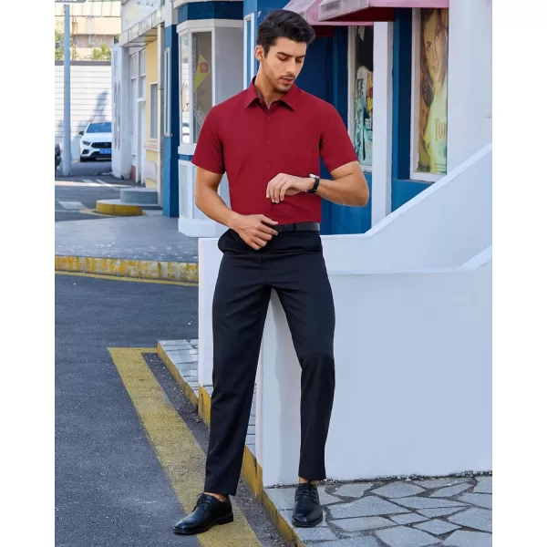 Alimens &amp; Gentle Mens Short Sleeve Dress Shirts Regular Fit Cotton Stretch Wrinkle-Resistant Button Down Shirts