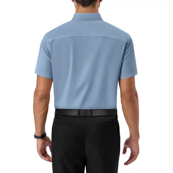 Alimens &amp; Gentle Mens Short Sleeve Dress Shirts Regular Fit Cotton Stretch Wrinkle-Resistant Button Down Shirts
