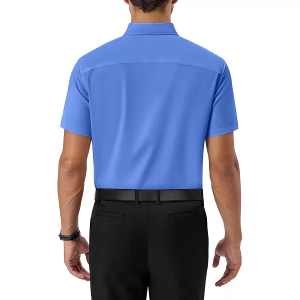 Alimens &amp; Gentle Mens Short Sleeve Dress Shirts Regular Fit Cotton Stretch Wrinkle-Resistant Button Down Shirts