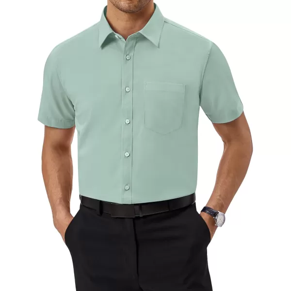 Alimens &amp; Gentle Mens Short Sleeve Dress Shirts Regular Fit Cotton Stretch Wrinkle-Resistant Button Down Shirts