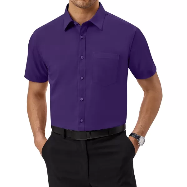 Alimens &amp; Gentle Mens Short Sleeve Dress Shirts Regular Fit Cotton Stretch Wrinkle-Resistant Button Down Shirts
