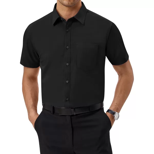 Alimens &amp; Gentle Mens Short Sleeve Dress Shirts Regular Fit Cotton Stretch Wrinkle-Resistant Button Down Shirts