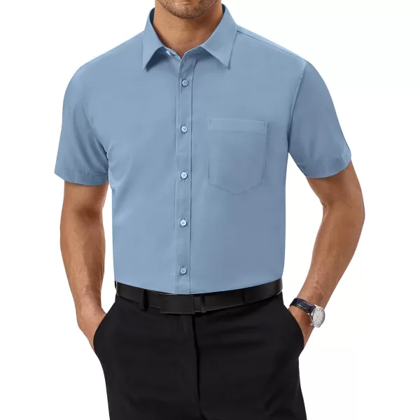 Alimens &amp; Gentle Mens Short Sleeve Dress Shirts Regular Fit Cotton Stretch Wrinkle-Resistant Button Down Shirts