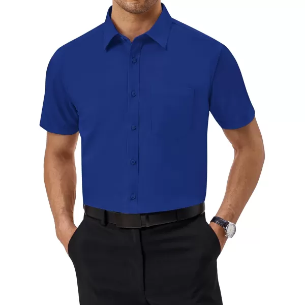 Alimens &amp; Gentle Mens Short Sleeve Dress Shirts Regular Fit Cotton Stretch Wrinkle-Resistant Button Down Shirts