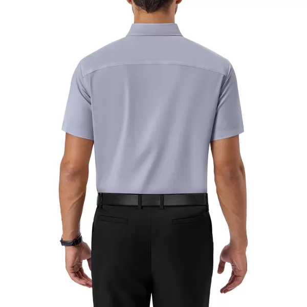 Alimens &amp; Gentle Mens Short Sleeve Dress Shirts Regular Fit Cotton Stretch Wrinkle-Resistant Button Down Shirts