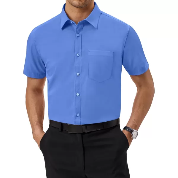 Alimens &amp; Gentle Mens Short Sleeve Dress Shirts Regular Fit Cotton Stretch Wrinkle-Resistant Button Down Shirts
