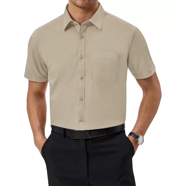 Alimens &amp; Gentle Mens Short Sleeve Dress Shirts Regular Fit Cotton Stretch Wrinkle-Resistant Button Down Shirts