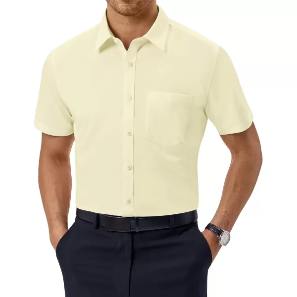 Alimens &amp; Gentle Mens Short Sleeve Dress Shirts Regular Fit Cotton Stretch Wrinkle-Resistant Button Down Shirts
