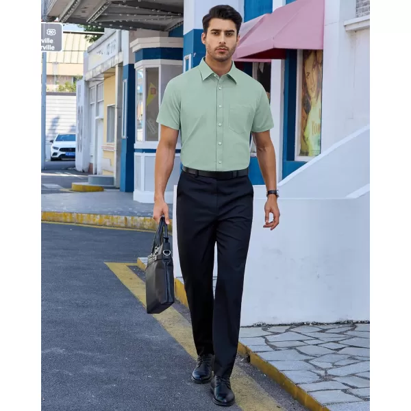 Alimens &amp; Gentle Mens Short Sleeve Dress Shirts Regular Fit Cotton Stretch Wrinkle-Resistant Button Down Shirts