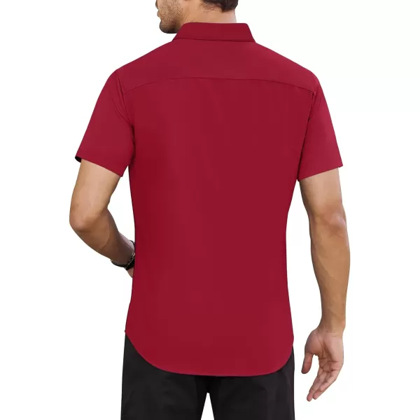 Alimens &amp; Gentle Mens Short Sleeve Dress Shirts Regular Fit Cotton Stretch Wrinkle-Resistant Button Down Shirts