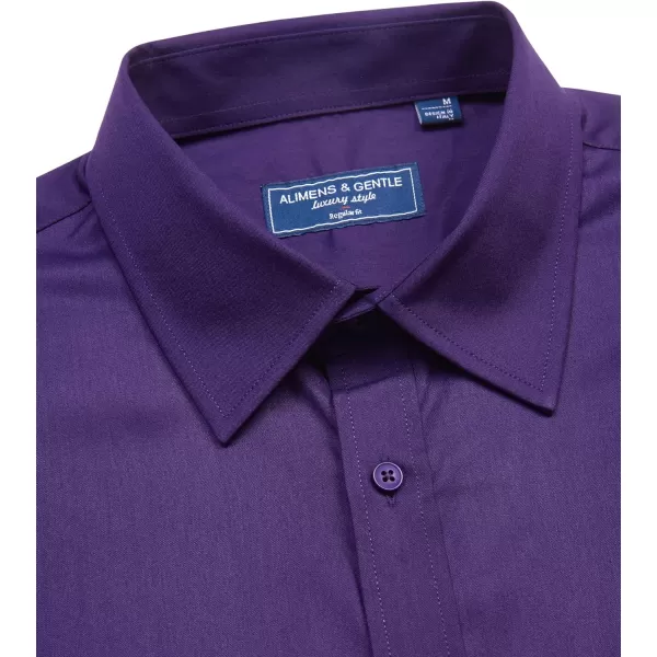 Alimens &amp; Gentle Mens Short Sleeve Dress Shirts Regular Fit Cotton Stretch Wrinkle-Resistant Button Down Shirts