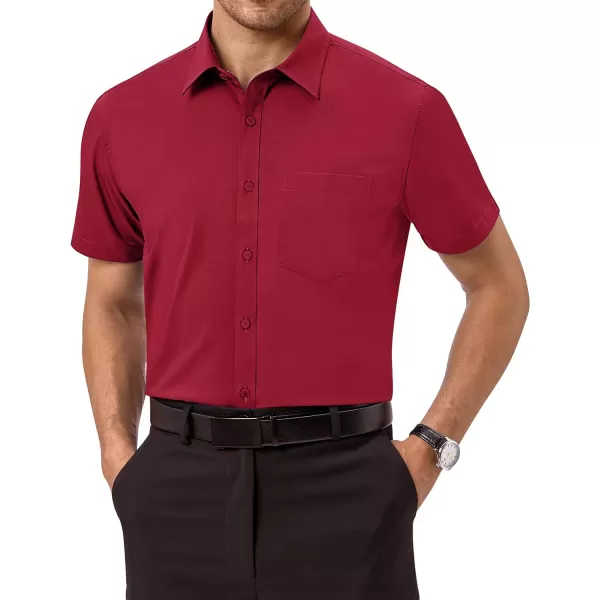 Alimens &amp; Gentle Mens Short Sleeve Dress Shirts Regular Fit Cotton Stretch Wrinkle-Resistant Button Down Shirts